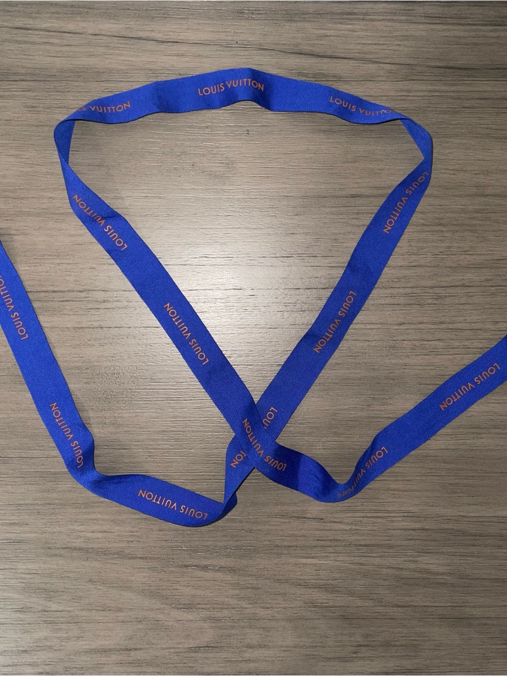 Authentic Louis Vuitton Blue Ribbon With Orange Text 4ft 6in long